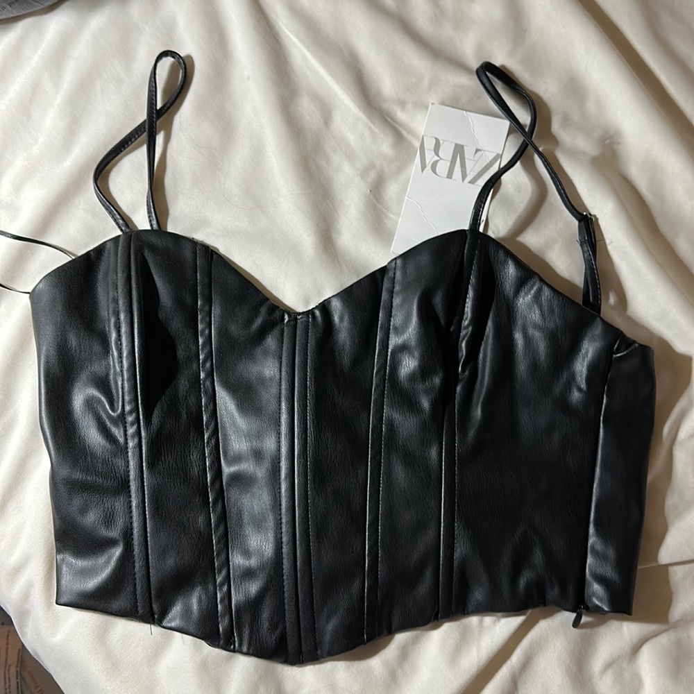 Zara corset faux leather size M NWT